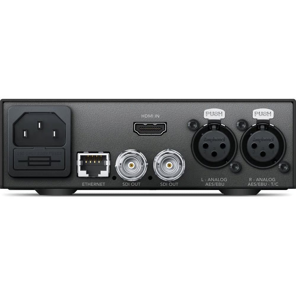Convert from 12G-SDI to HDMI with the Blackmagic HDMI to SDI Converter which is ideal for broadcast and post-production.