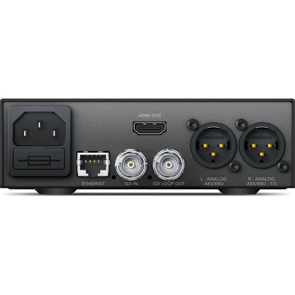 Upconvert an analogue video signal to 12G-SDI outputs in SD, HD, 6G, or 12G-SDI formats. Ideal broadcast and post-processing converter for video. 