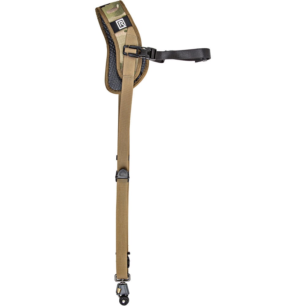 The BlackRapid Sport X Camera Sling Strap in Multi-Terrain Camo lets you safely carry your camera and have it handy when you need to shoot fast.