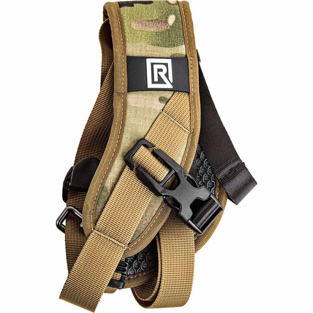 The BlackRapid Sport X Camera Sling Strap in Multi-Terrain Camo lets you safely carry your camera and have it handy when you need to shoot fast.