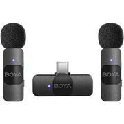 Compact, 2-person wireless microphone system with dual transmitters that offer automatic pairing and noise reduction.