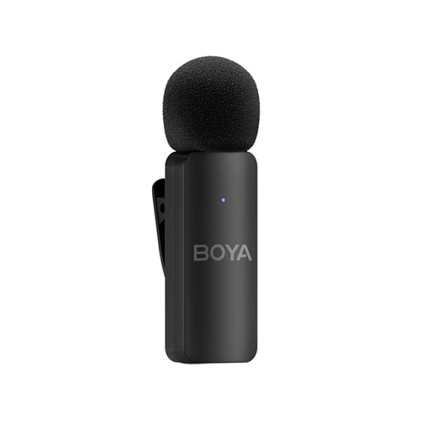 Boya BY-V4U Four-channel Wireless Microphone System (USB-C) with 4 transmitters, 200m range, plug-and-play USB-C receiver, dual noise cancellation, 6-hour battery life, and omnidirectional mics for clear audio recording.
