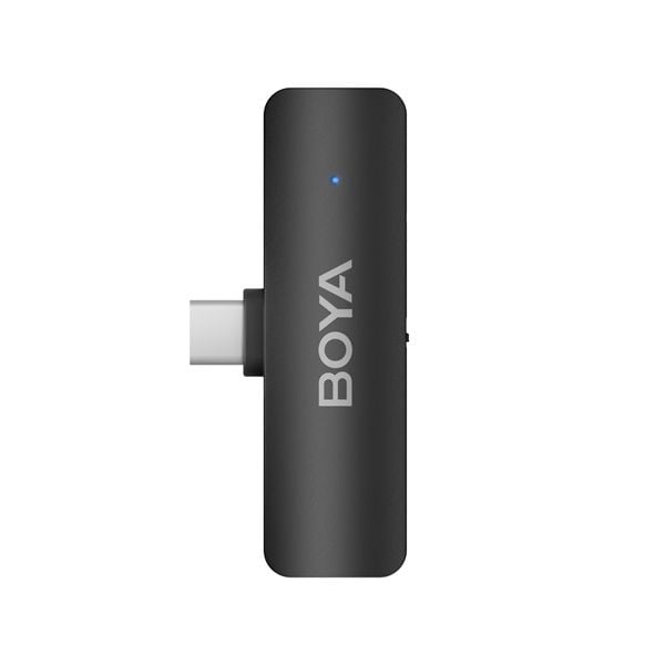 Boya BY-V4U Four-channel Wireless Microphone System (USB-C) with 4 transmitters, 200m range, plug-and-play USB-C receiver, dual noise cancellation, 6-hour battery life, and omnidirectional mics for clear audio recording.