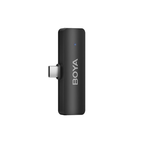 Boya BY-V4U Four-channel Wireless Microphone System (USB-C) with 4 transmitters, 200m range, plug-and-play USB-C receiver, dual noise cancellation, 6-hour battery life, and omnidirectional mics for clear audio recording.