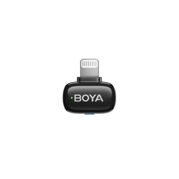 Boya Mini-15 Ultra-Mini Wireless Microphone System (iOS Lightning) with 2 ultra-compact 5g transmitters, 1 Lightning receiver, 3-level noise cancellation, 3 voice changer modes, 48kHz/16-bit audio, up to 100m range, 6-hour battery life (30 hours with charging case).