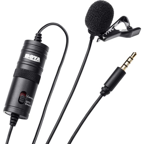 Boya Omnidirectional Lavalier Microphone – compact, clip-on mic delivering clear, broadcast-quality sound for interviews, vlogging, and presentations.
