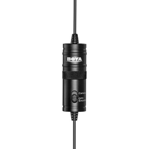 Boya Omnidirectional Lavalier Microphone – compact, clip-on mic delivering clear, broadcast-quality sound for interviews, vlogging, and presentations.
