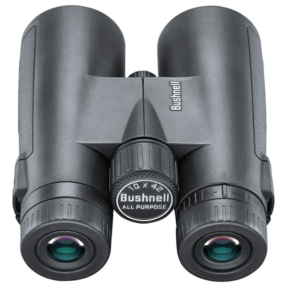 Bushnell 10x42 black binoculars with multi-coated lenses, and centre focus wheel.