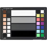 ColorChecker video calibration chart with color swatches on a white background