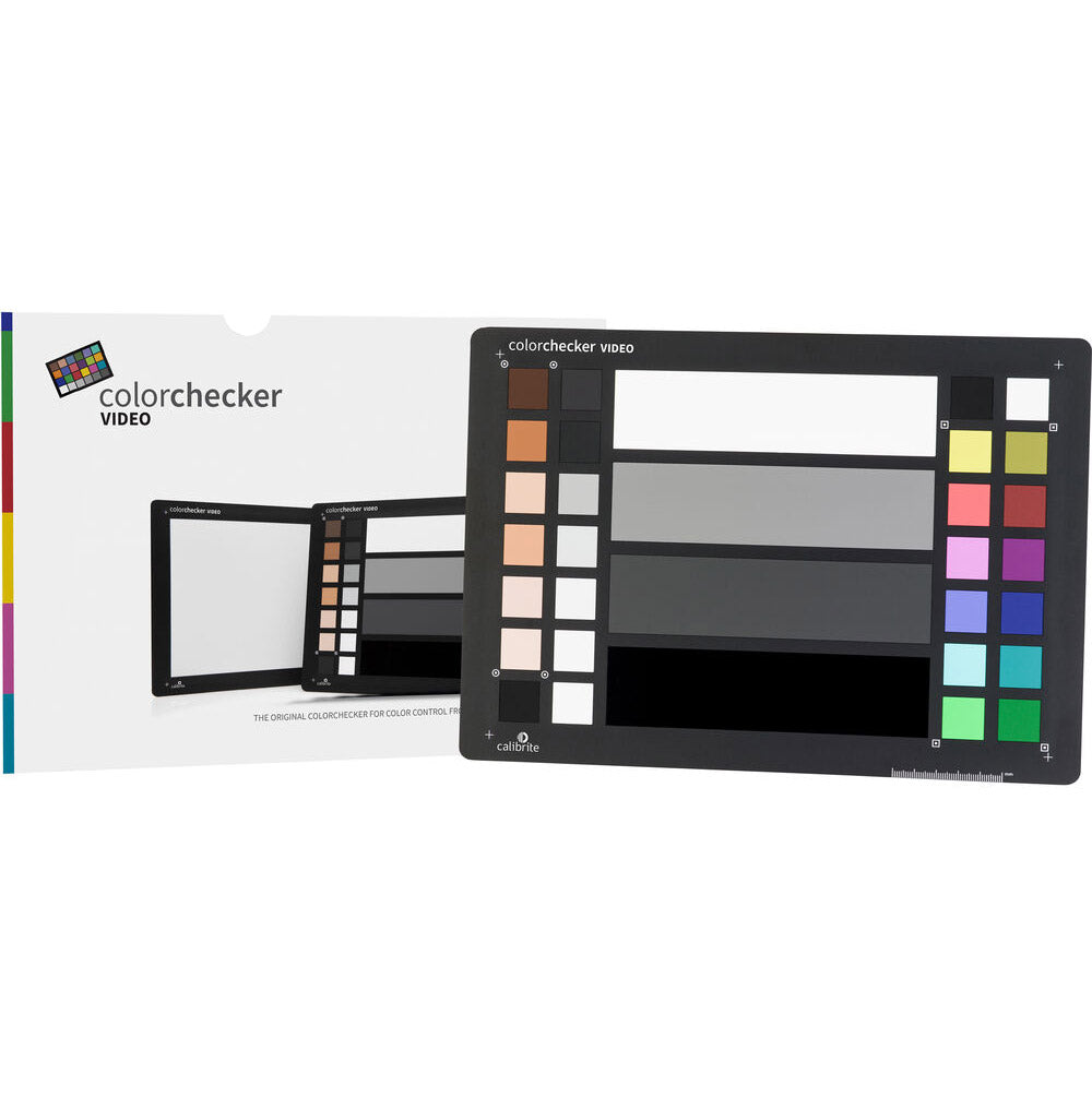 ColorChecker video chart with packaging on a white background