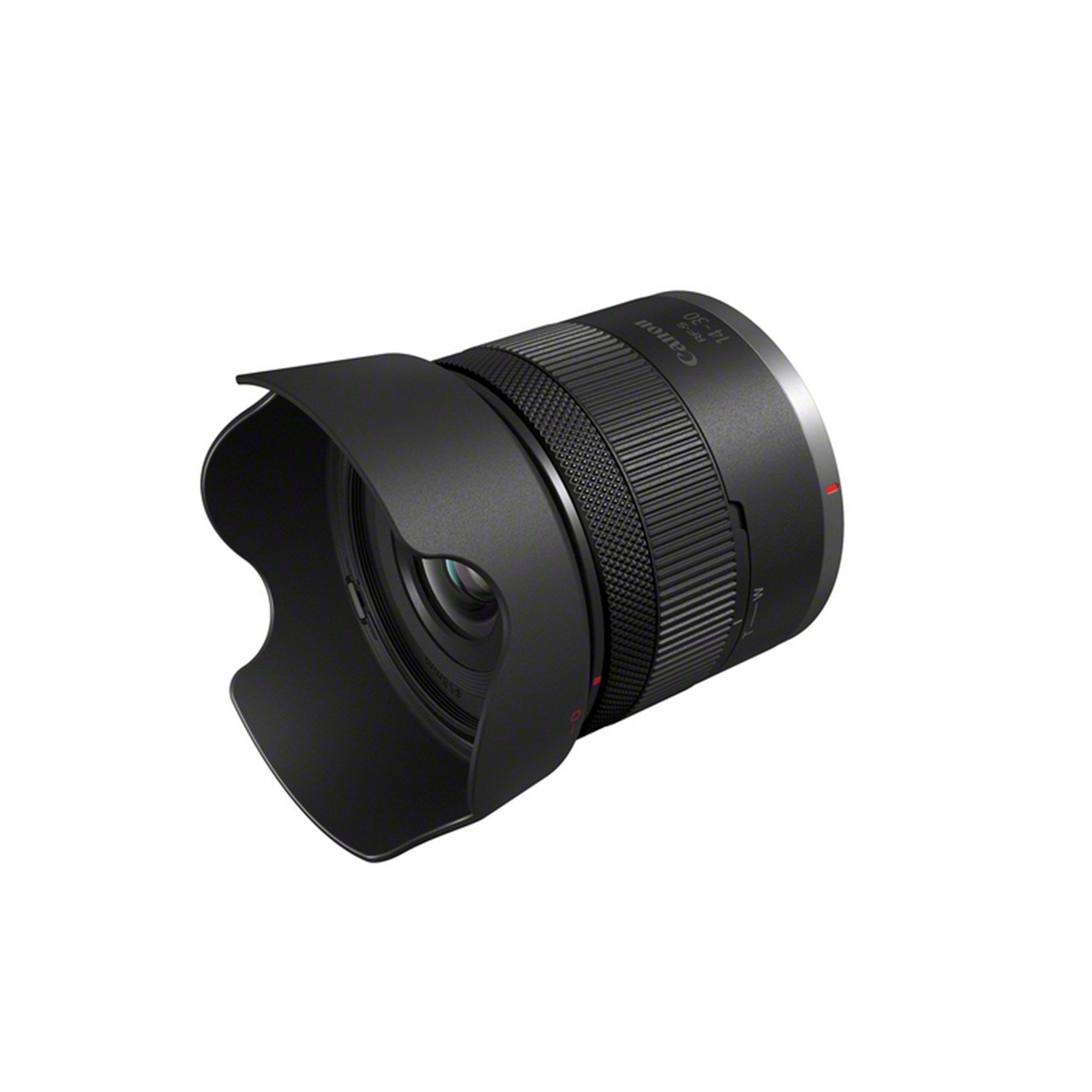 Canon EOS R50 V Mirrorless Camera + RF-S 14-30mm Lens: 24.2MP APS-C sensor, DIGIC X processor, 4K 60p video with 6K oversampling, Dual Pixel CMOS AF II, 3" vari-angle touchscreen, Wi-Fi, Bluetooth, RF-S 14-30mm f/4-6.3 IS STM PZ lens with power zoom and 5-stop stabilization included.