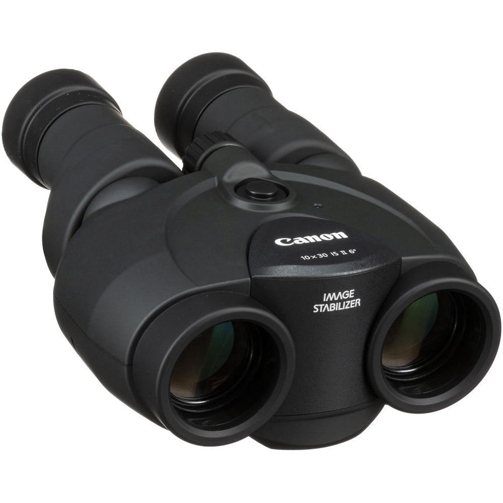 Canon 10x30 IS II binoculars with Image Stabilisation, compact design, vivid optics, and rubberised grip for bird watching, travel, and sports viewing.