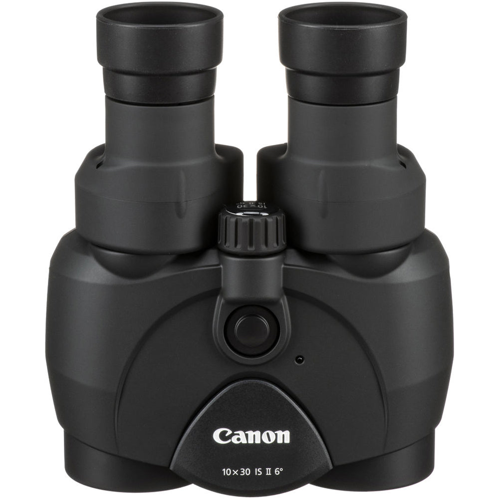 Canon 10x30 IS II binoculars with Image Stabilisation, compact design, vivid optics, and rubberised grip for bird watching, travel, and sports viewing.