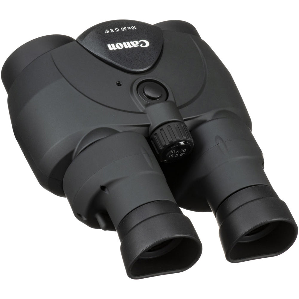 Canon 10x30 IS II binoculars with Image Stabilisation, compact design, vivid optics, and rubberised grip for bird watching, travel, and sports viewing.
