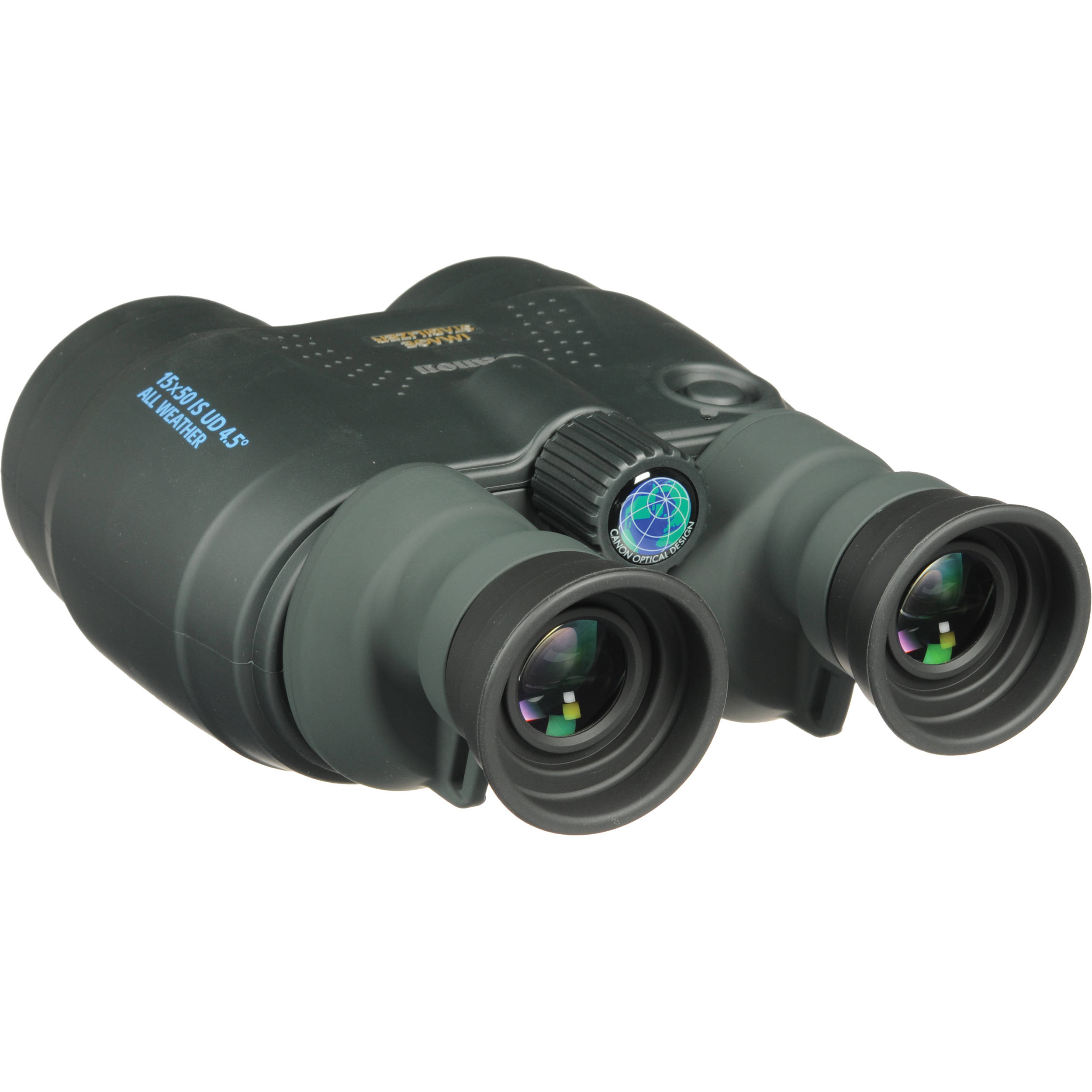 Canon 15x50 IS waterproof binoculars with image stabilisation, UD lenses, and wide field of view.