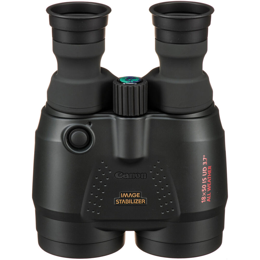 Canon 18x50 IS waterproof binoculars with image stabilisation and UD lenses, ideal for birdwatching and outdoor viewing.