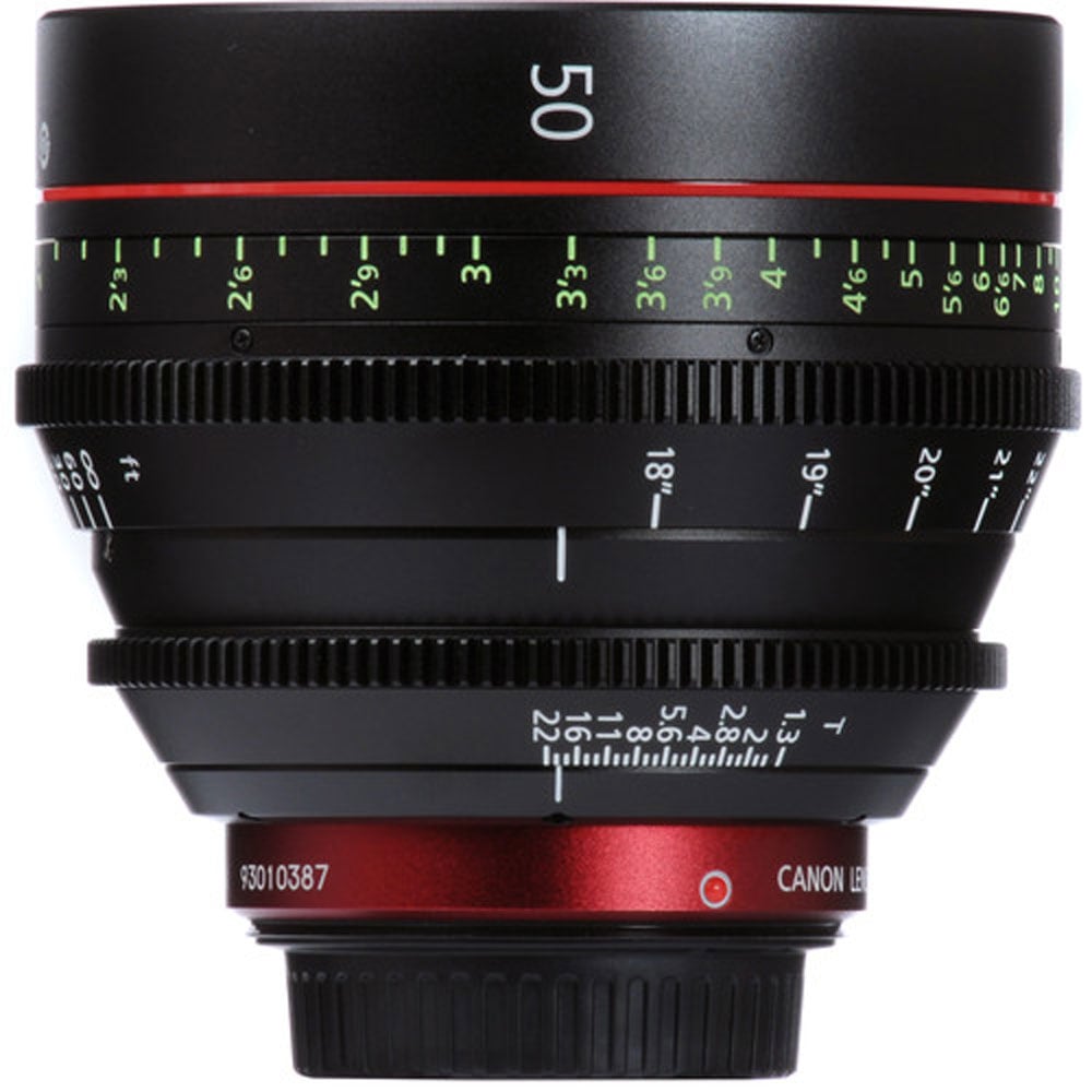 Canon CN-E 50mm T1.3 L F Cine Lens (EF Mount) – professional standard cine prime with ultra-fast aperture and high-quality optics.