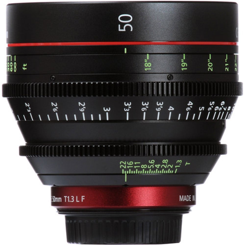 Canon CN-E 50mm T1.3 L F Cine Lens (EF Mount) – professional standard cine prime with ultra-fast aperture and high-quality optics.