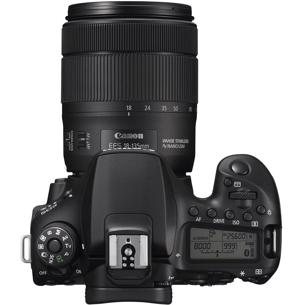 Canon DSLR camera with lens on a white background