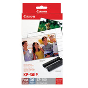 Canon KP-36IP Colour Ink/Paper Set for SELPHY printers with 36 sheets and matching ink for vibrant photo prints.