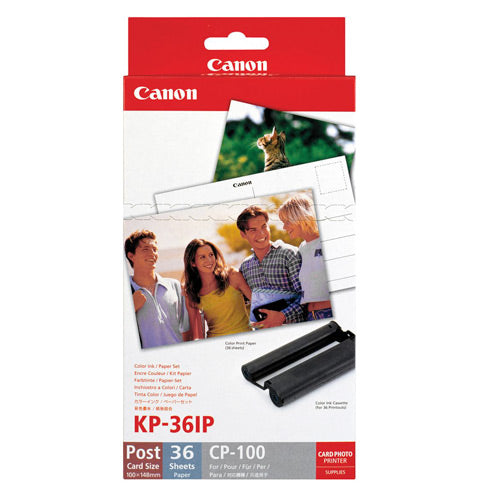 Canon KP-36IP Colour Ink/Paper Set for SELPHY printers with 36 sheets and matching ink for vibrant photo prints.