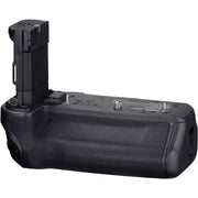 Black camera battery grip on a white background