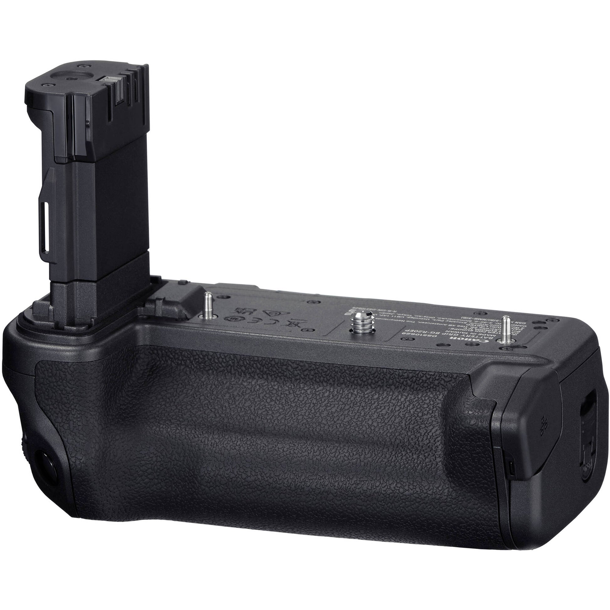 Canon BG-R20EP Battery Grip for EOS R5 II/R5/R6 II/R6, holds up to two LP-E6 series batteries for extended shooting, features 2.5G Base-T Ethernet port for high-speed data transfer, improved ergonomics for vertical shooting, dust and drip-resistant design, and supports in-camera USB recharging.