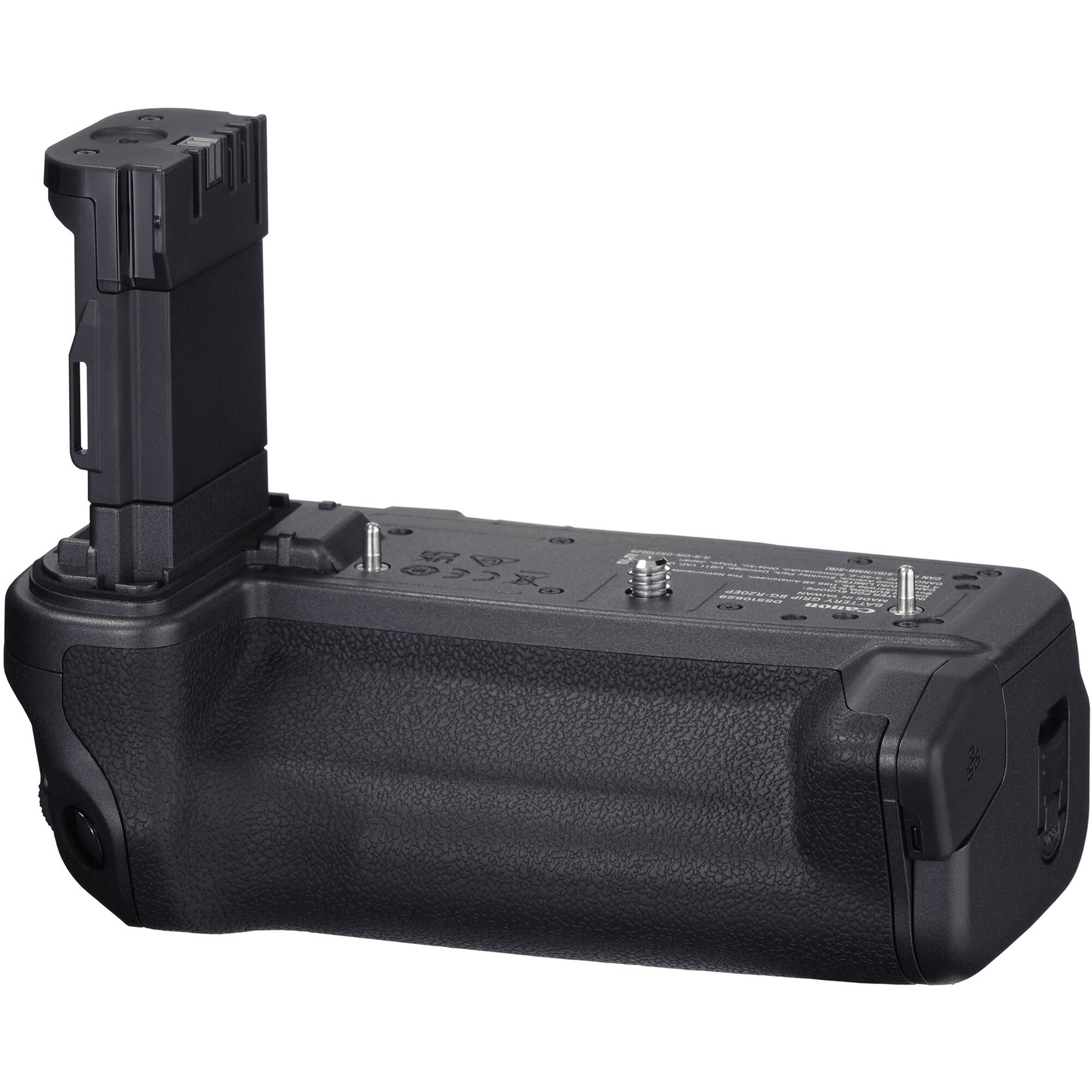 Canon BG-R20EP Battery Grip for EOS R5 II/R5/R6 II/R6, holds up to two LP-E6 series batteries for extended shooting, features 2.5G Base-T Ethernet port for high-speed data transfer, improved ergonomics for vertical shooting, dust and drip-resistant design, and supports in-camera USB recharging.