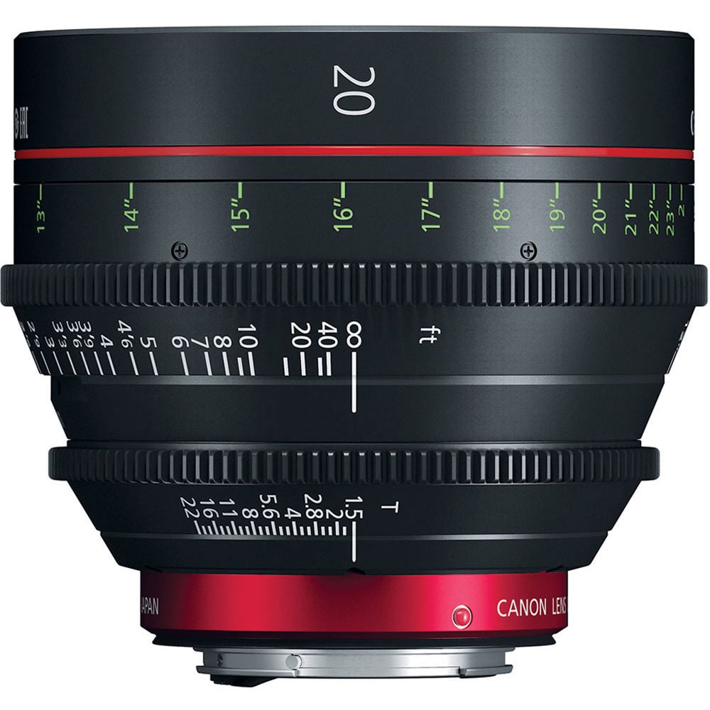 Canon CN-E 20mm T1.5 L F Cinema Prime Lens for EF mount cameras with fast T1.5 aperture and professional cine-grade optics.