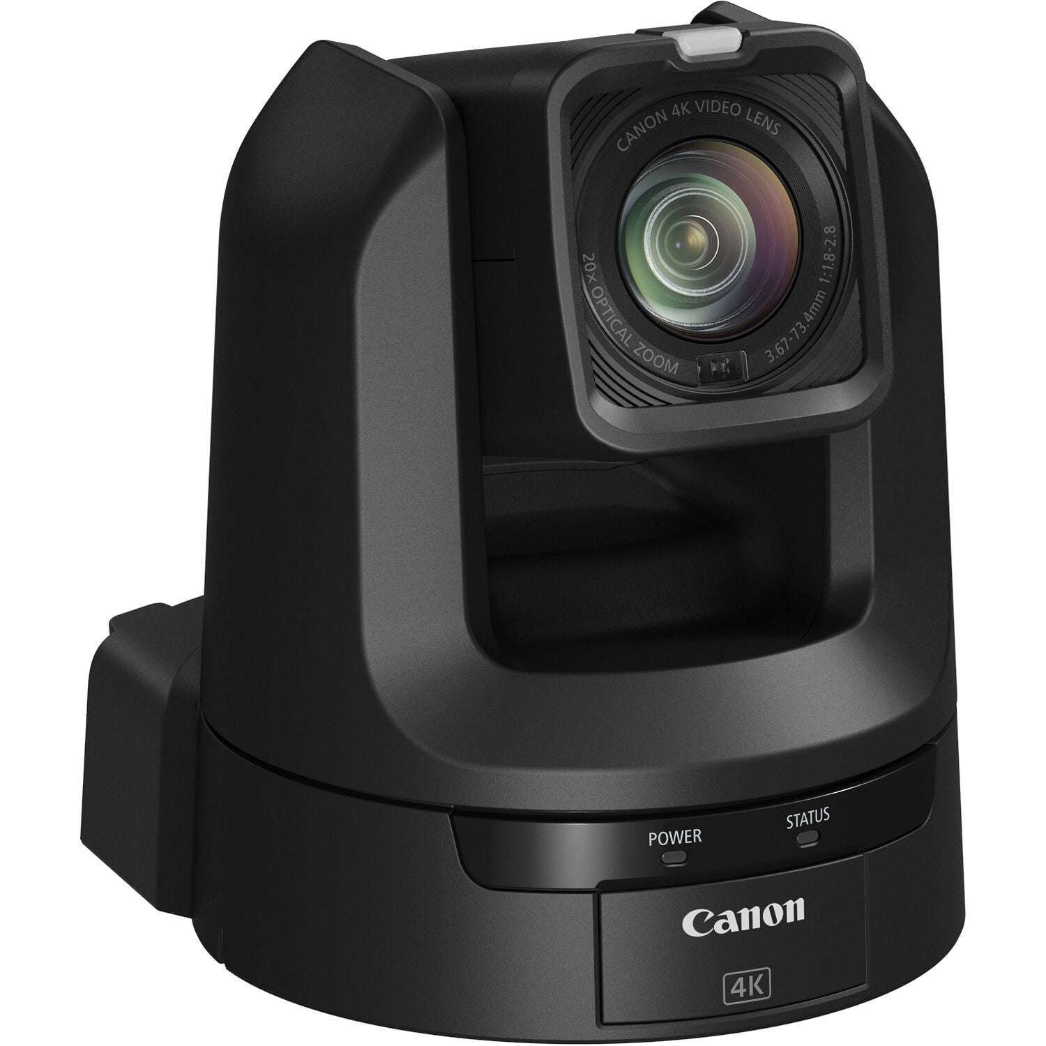 Canon CR-N300 4K NDI PTZ Camera (Satin Black) with 1/2.3" 8.29MP CMOS sensor, DIGIC DV6 processor, UHD 4K30 / 1080p60 video, 20x optical zoom lens with optical image stabilisation, Hybrid AF, smooth pan/tilt performance with speeds 0.2°-300°/s (pan) and 0.2°-170°/s (tilt). It supports HDMI, 3G-SDI, USB-C, IP, RS-422, IR, Wi-Fi control, native NDI|HX, RTMP streaming, and Canon XC protocol. Offers four scene modes, multiple video outputs, webcam support, and is ideal for professional broadcast, education, cor