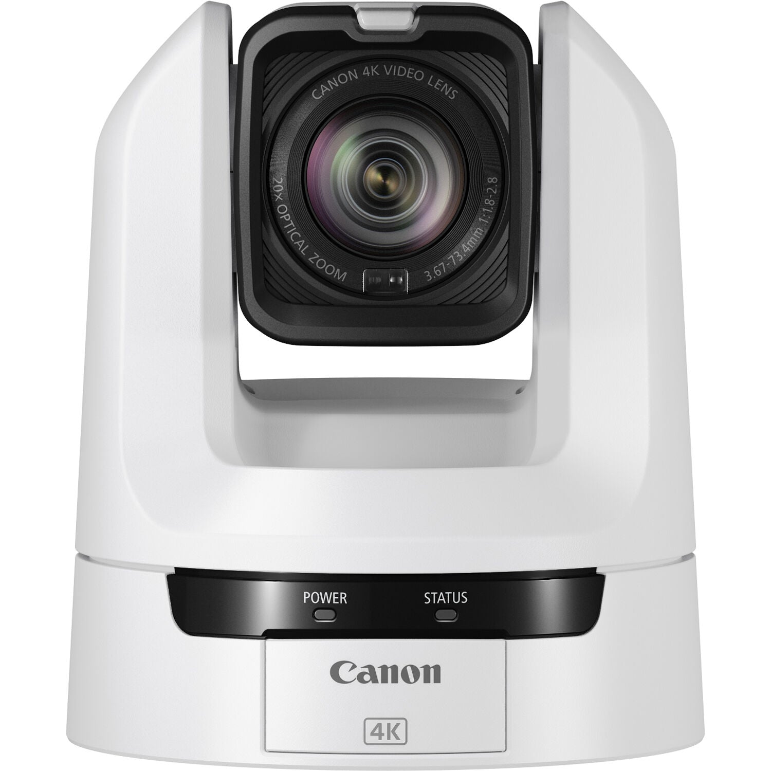 Canon CR-N300 4K NDI PTZ Camera (Titanium White) features an 8.29MP 1/2.3" CMOS sensor with DIGIC DV6 processor, UHD 4K30 and Full HD 1080p60 video capture, 20x optical zoom with optical image stabilisation, and Hybrid AF for fast and accurate focus. It supports multiple video outputs including HDMI, 3G-SDI, USB-C, and IP streaming with built-in NDI|HX and RTMP protocols. The camera offers smooth pan/tilt control, multiple scene modes, webcam capability via USB, and comprehensive remote control options (IP,