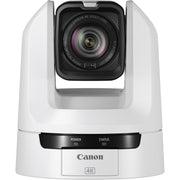 Canon CR-N300 4K NDI PTZ Camera (Titanium White) features an 8.29MP 1/2.3" CMOS sensor with DIGIC DV6 processor, UHD 4K30 and Full HD 1080p60 video capture, 20x optical zoom with optical image stabilisation, and Hybrid AF for fast and accurate focus. It supports multiple video outputs including HDMI, 3G-SDI, USB-C, and IP streaming with built-in NDI|HX and RTMP protocols. The camera offers smooth pan/tilt control, multiple scene modes, webcam capability via USB, and comprehensive remote control options (IP,