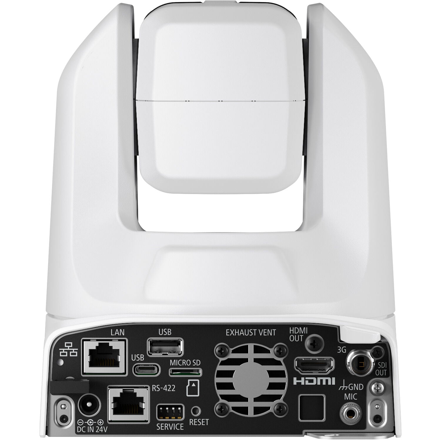 Canon CR-N300 4K NDI PTZ Camera (Titanium White) features an 8.29MP 1/2.3" CMOS sensor with DIGIC DV6 processor, UHD 4K30 and Full HD 1080p60 video capture, 20x optical zoom with optical image stabilisation, and Hybrid AF for fast and accurate focus. It supports multiple video outputs including HDMI, 3G-SDI, USB-C, and IP streaming with built-in NDI|HX and RTMP protocols. The camera offers smooth pan/tilt control, multiple scene modes, webcam capability via USB, and comprehensive remote control options (IP,