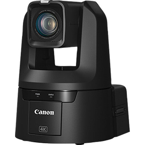 Canon CR-N500 Professional 4K NDI PTZ Camera features a 1" CMOS sensor, 15x optical zoom with image stabilization, Dual Pixel AF, UHD 4K30 and Full HD 1080p60 video, built-in ND filters, multiple video outputs including HDMI and IP, and supports RTMP streaming and remote controls.