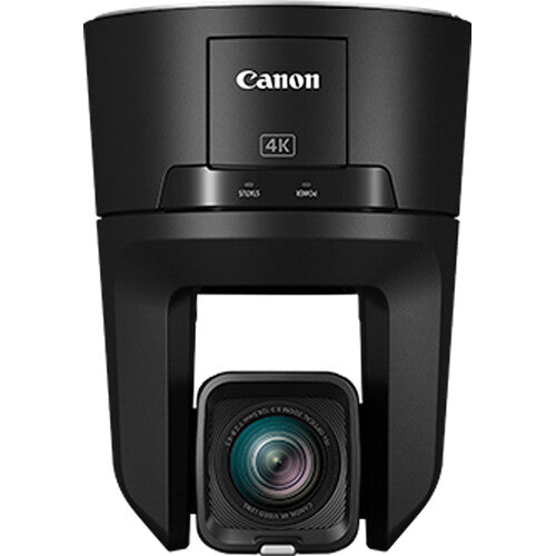 Canon CR-N500 Professional 4K NDI PTZ Camera features a 1" CMOS sensor, 15x optical zoom with image stabilization, Dual Pixel AF, UHD 4K30 and Full HD 1080p60 video, built-in ND filters, multiple video outputs including HDMI and IP, and supports RTMP streaming and remote controls.