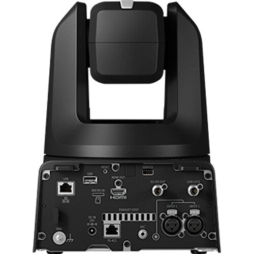 Canon CR-N500 Professional 4K NDI PTZ Camera features a 1" CMOS sensor, 15x optical zoom with image stabilization, Dual Pixel AF, UHD 4K30 and Full HD 1080p60 video, built-in ND filters, multiple video outputs including HDMI and IP, and supports RTMP streaming and remote controls.