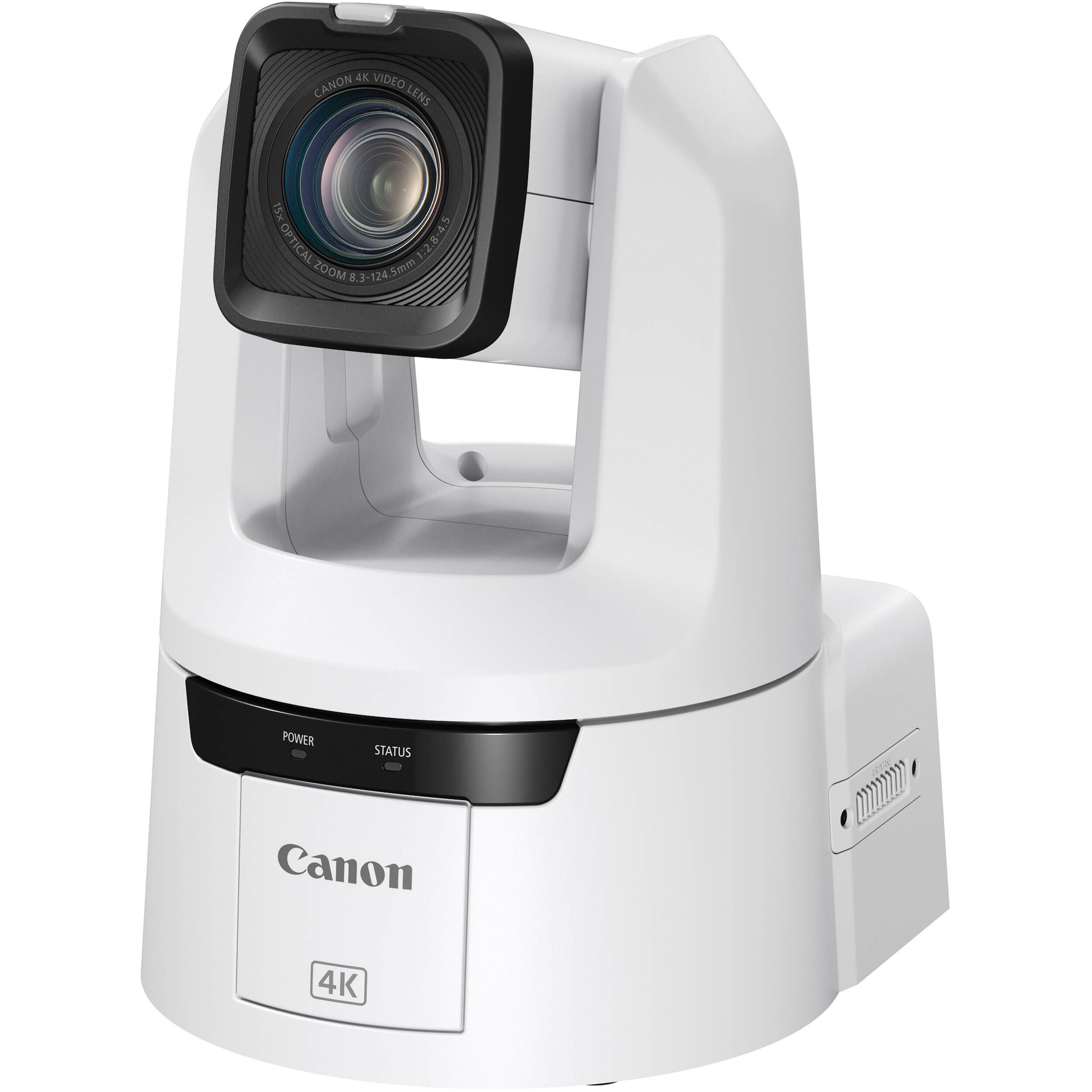 Canon CR-N500 4K PTZ Camera: 1" sensor, 15x zoom, Dual Pixel AF, UHD 4K30 video, ND filters, multi-output, smooth pan/tilt, supports NDI and RTMP streaming.