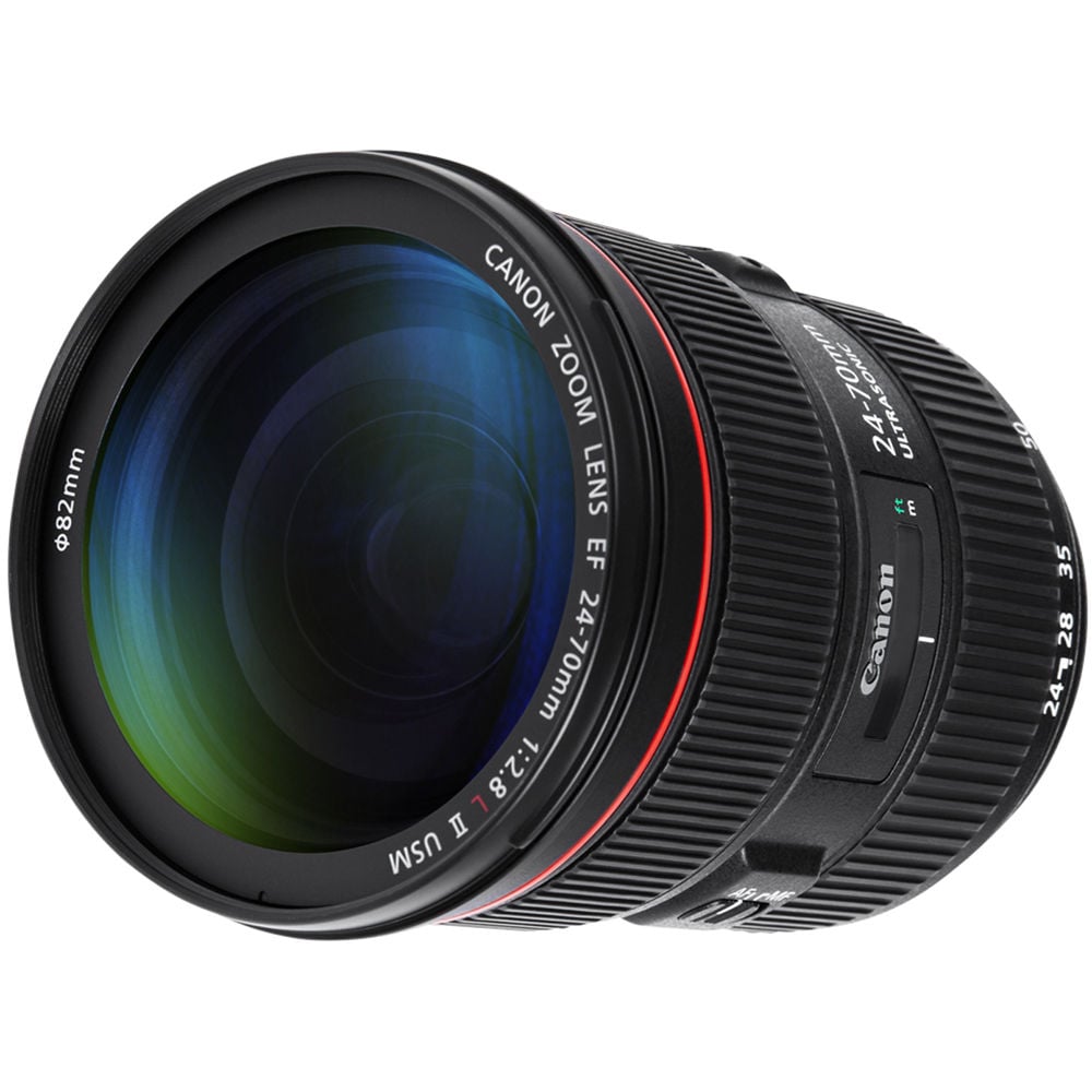 Professional L-series Canon 24-70mm f2.8L USM II DSLR lens isolated