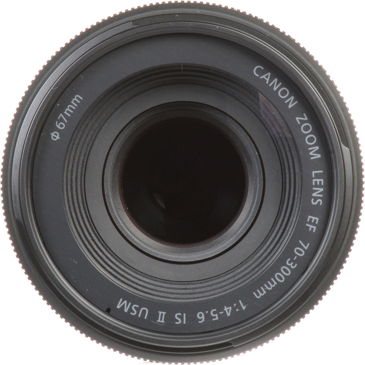 Canon zoom lens EF 70-300mm on a white background