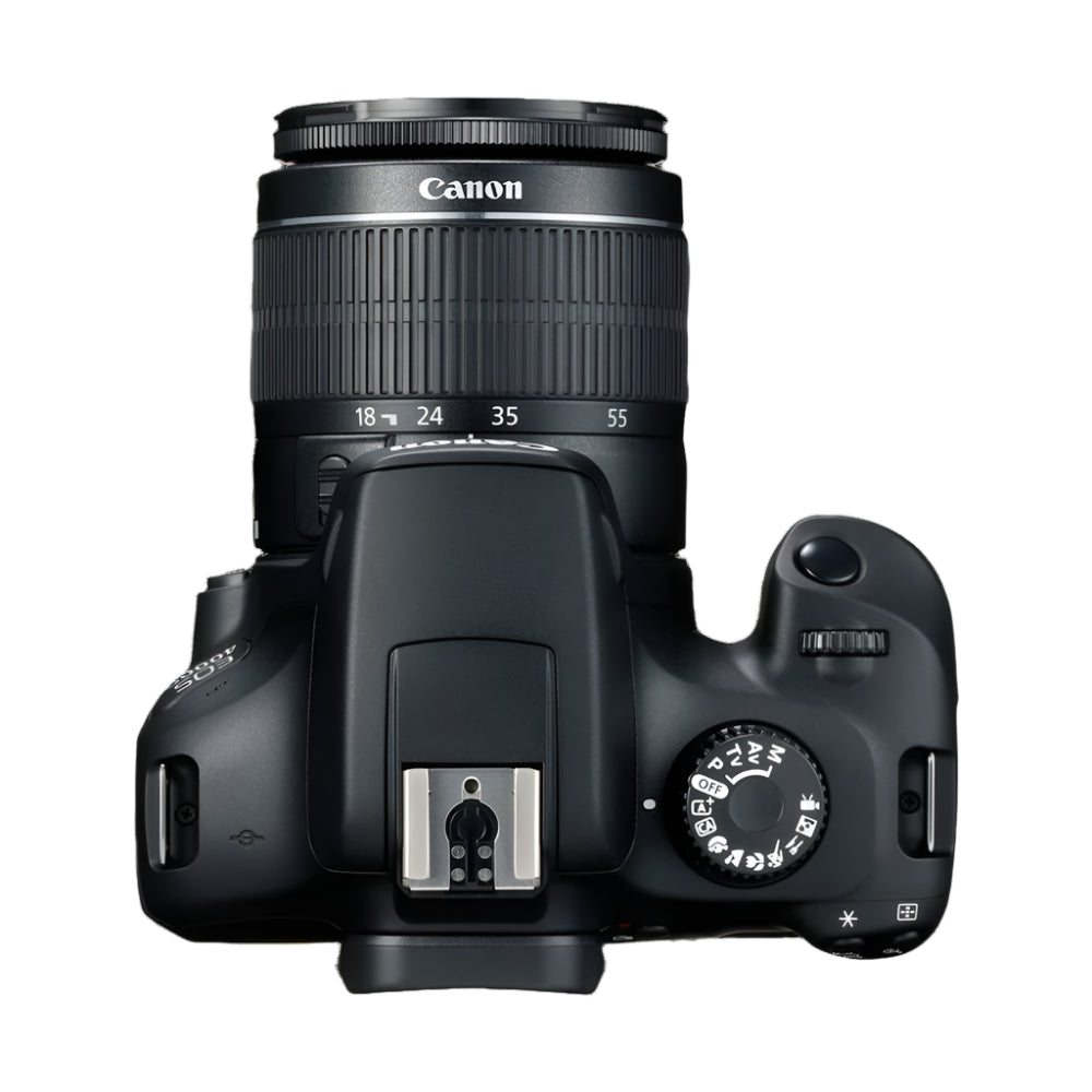 Canon EOS 4000D DSLR with 18-55mm lens.