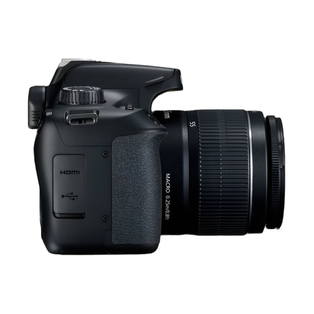 Canon EOS 4000D DSLR with 18-55mm lens.