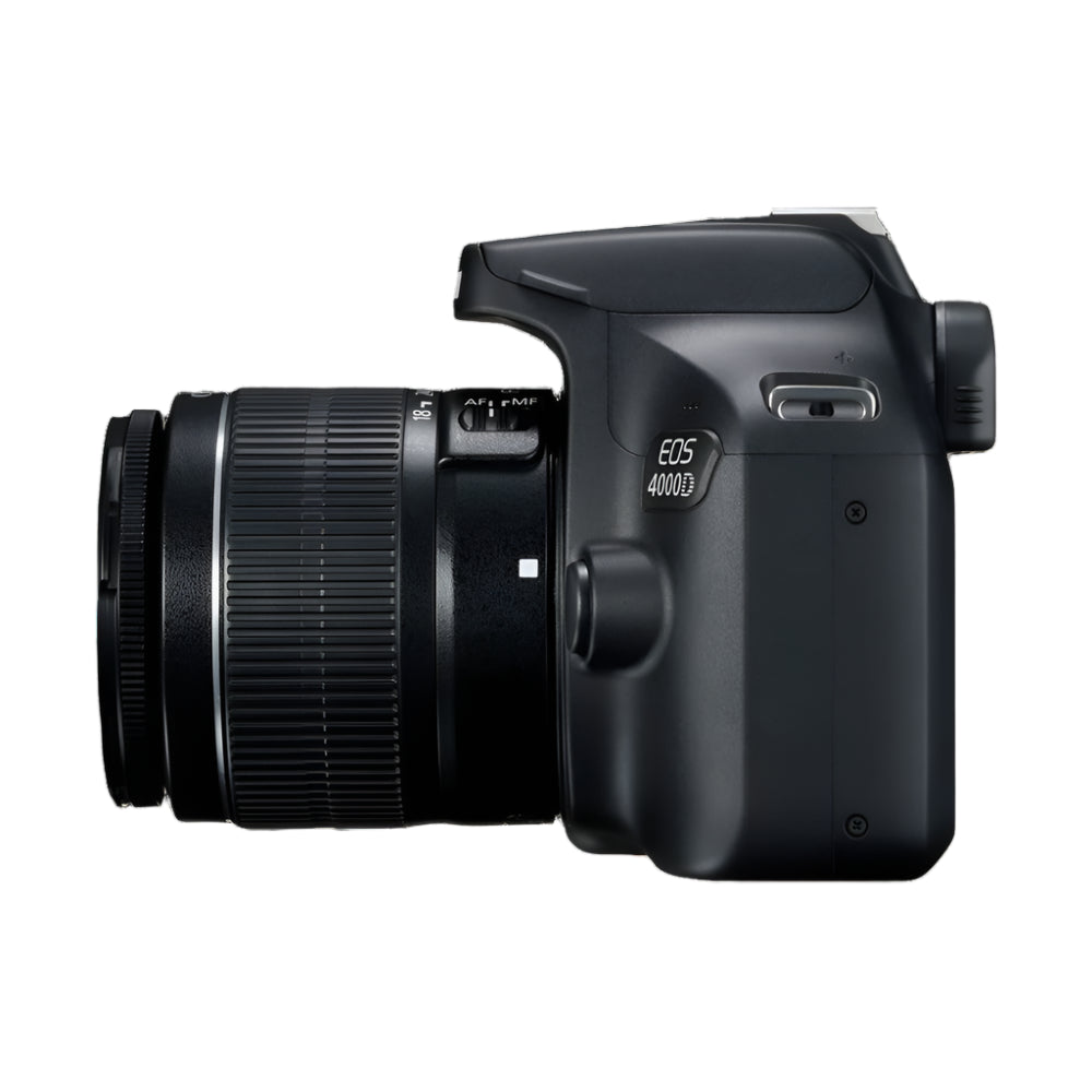 Canon EOS 4000D DSLR with 18-55mm lens.