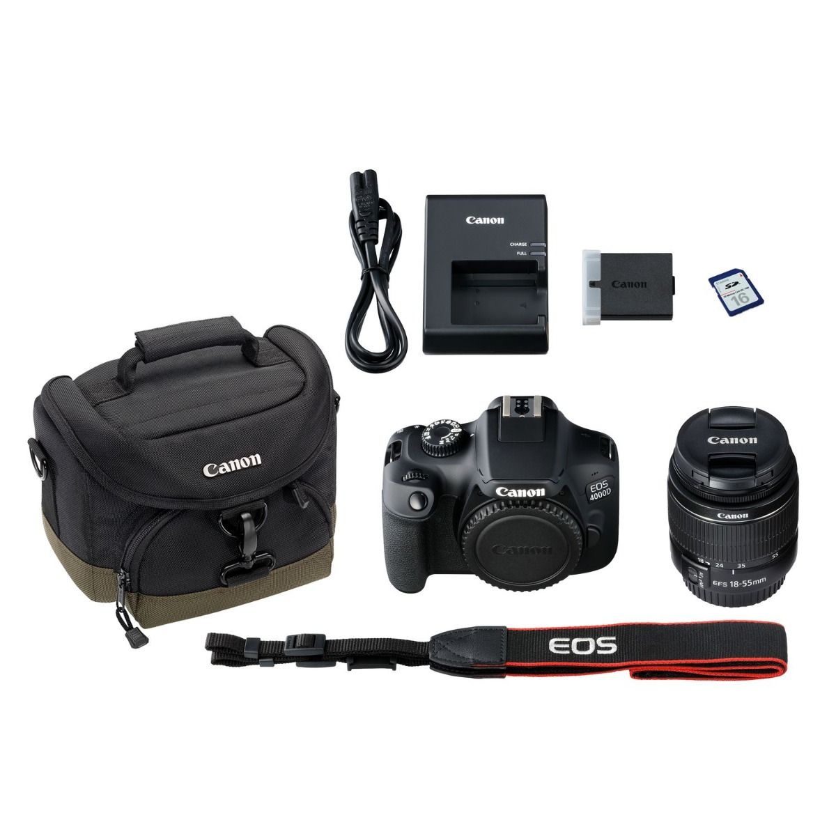 Canon EOS 4000D DSLR with 18-55mm lens.
