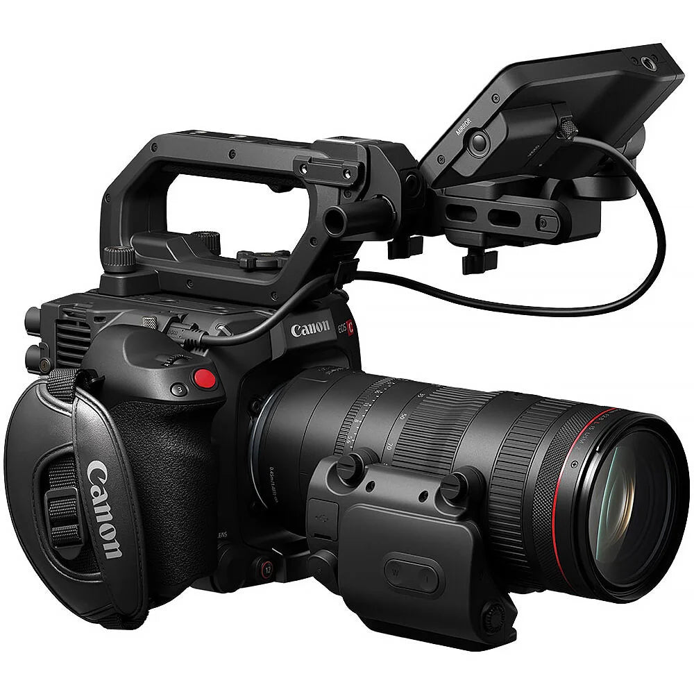 Canon EOS C400 Cinema Camera: 6K full-frame BSI sensor, triple base ISO, 16 stops dynamic range, RF mount, Dual Pixel CMOS AF II, 4K 120p video, cinema RAW Light recording, advanced autofocus and tracking.