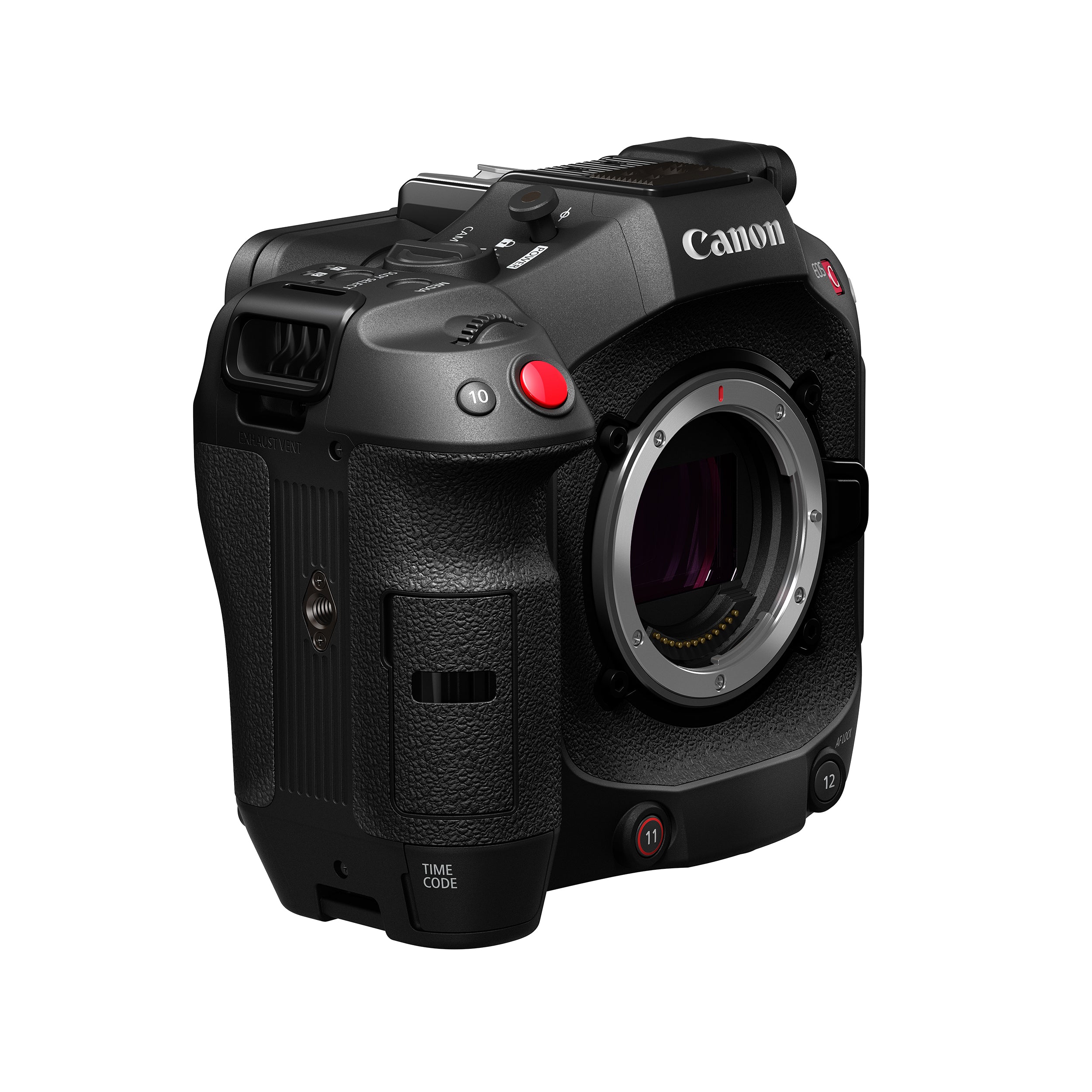 Canon EOS C80 Cinema Camera: 6K full-frame stacked BSI sensor, 16 stops dynamic range, triple base ISO, Dual Pixel CMOS AF II with face and animal tracking, 12-bit Cinema RAW Light recording, RF mount, HDR, Wi-Fi, and Ethernet connectivity.