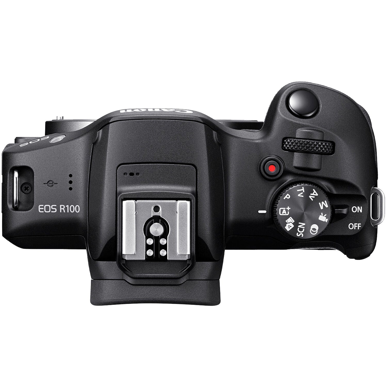 Canon EOS R100 Mirrorless Camera Travel Kit: 24.1MP APS-C sensor, DIGIC 8 processor, 4K 24p crop video, Dual Pixel AF, 6.5fps shooting, OLED EVF, Wi-Fi, Bluetooth, RF-S 18-45mm lens included.