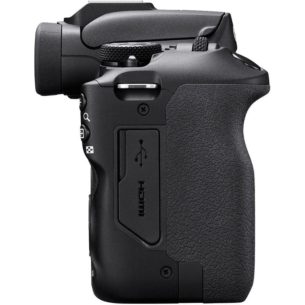 Canon EOS R100 Mirrorless Camera Travel Kit: 24.1MP APS-C sensor, DIGIC 8 processor, 4K 24p crop video, Dual Pixel AF, 6.5fps shooting, OLED EVF, Wi-Fi, Bluetooth, RF-S 18-45mm lens included.