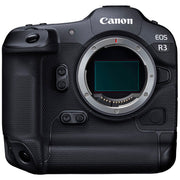 Canon EOS R3 Mirrorless Camera – professional full-frame camera with 24.1MP sensor, eye-controlled AF, and high-speed 6K video for sports and action photography.