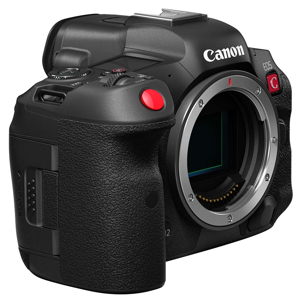 Canon EOS R5 C Mirrorless Camera: 45MP full-frame sensor, 8K 60p video, DIGIC X processor, RF mount, Dual Pixel CMOS AF II, 20fps shooting, 5-axis IS, OLED EVF, active cooling, professional recording formats.