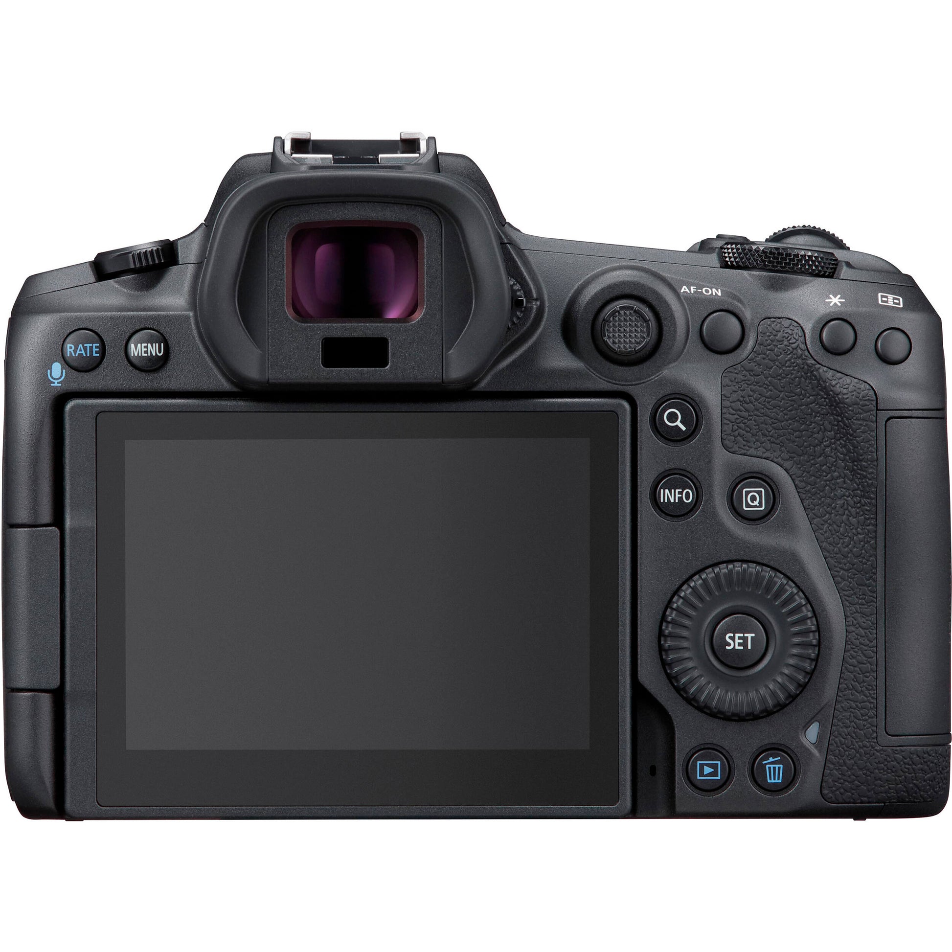 Canon EOS R5 mirrorless camera with 45MP sensor and 8K video.